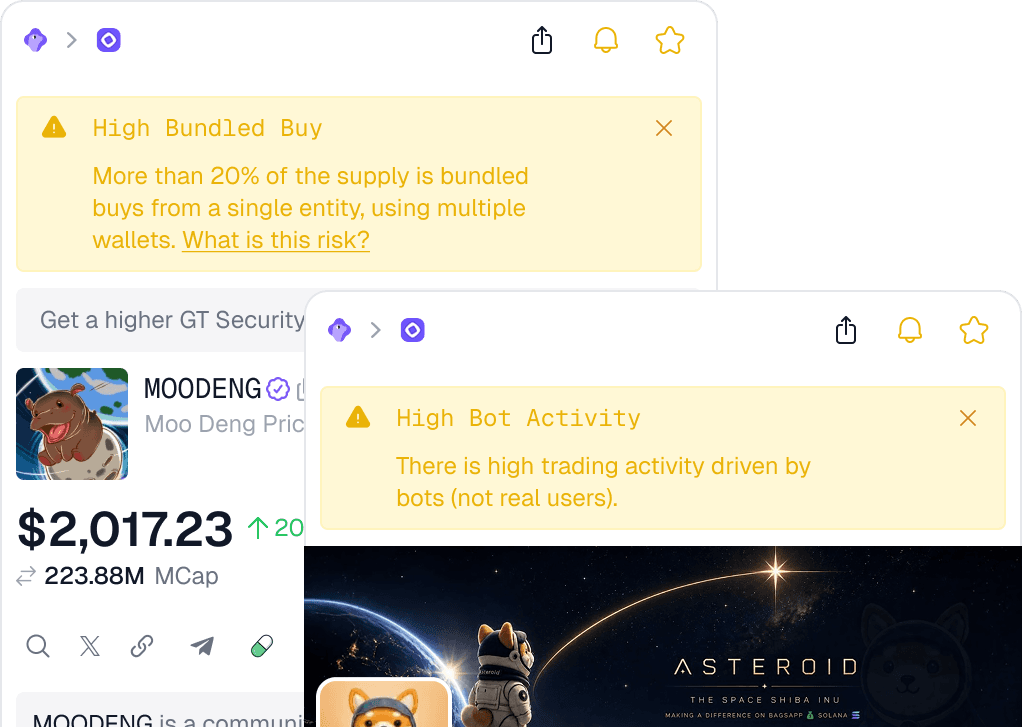 Contextual tooltips explaining high bundled buy and bot activity risks