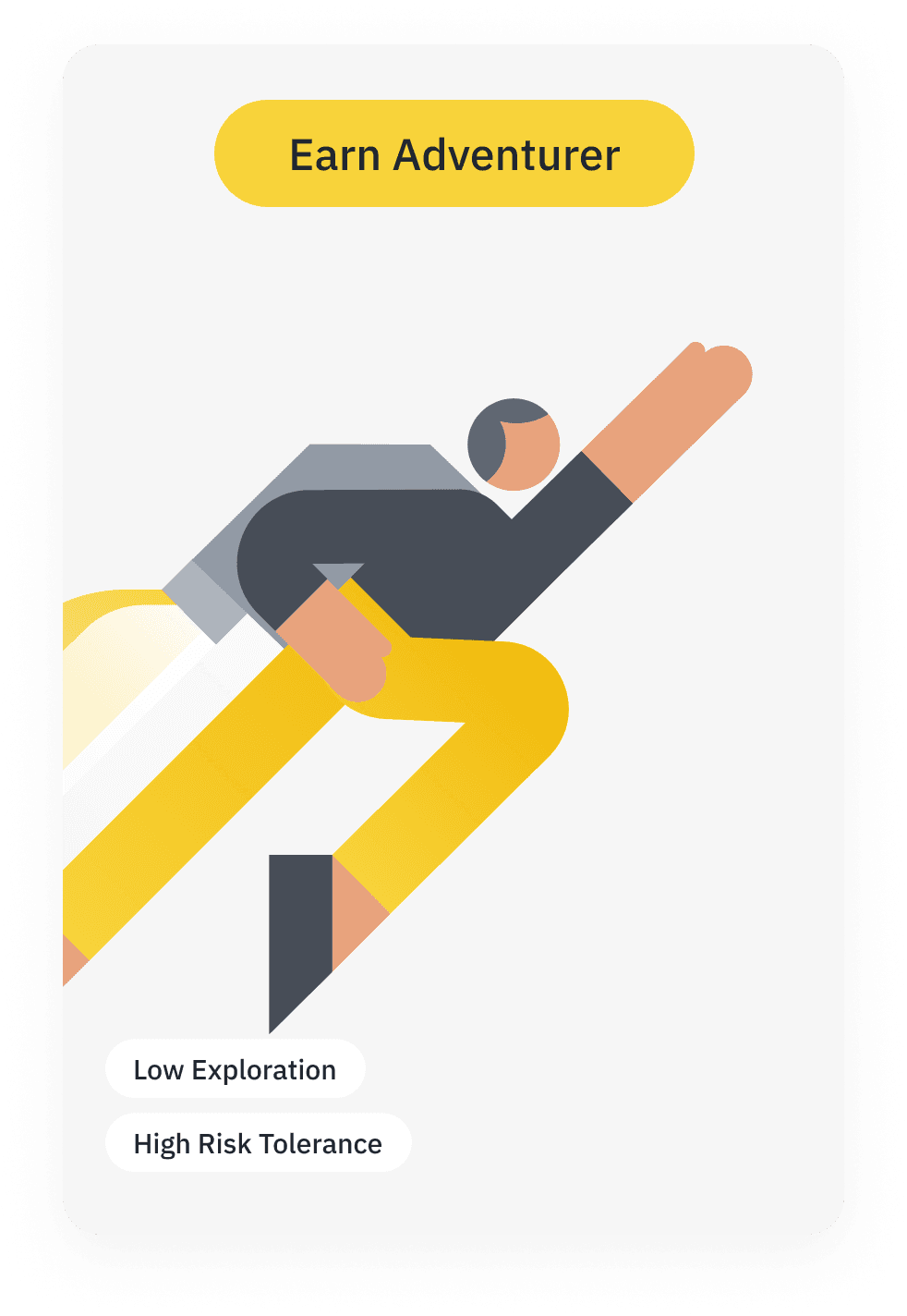Earn Adventurer persona illustration tagged Low Exploration and High Risk Tolerance