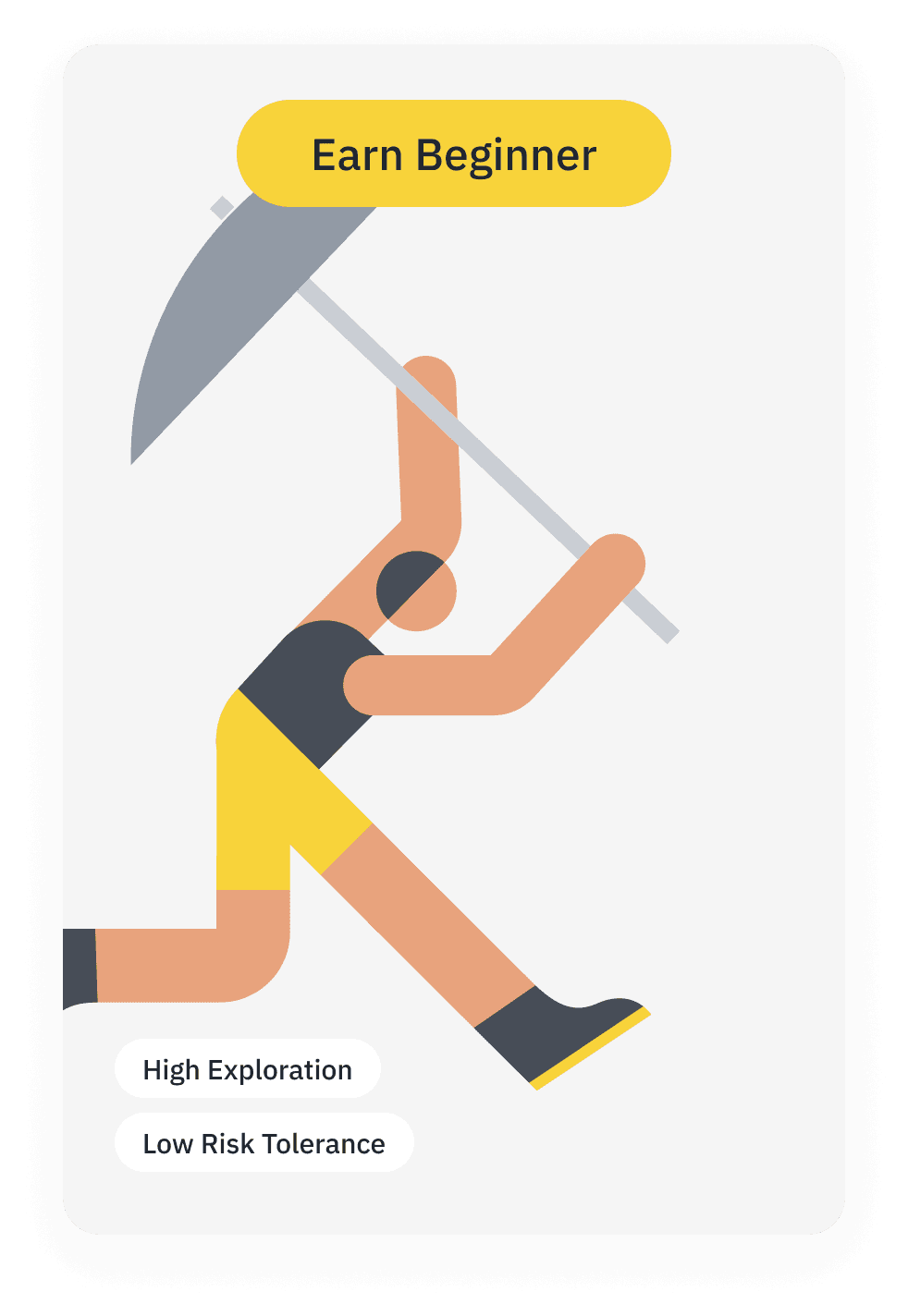 Earn Beginner persona illustration tagged High Exploration and Low Risk Tolerance