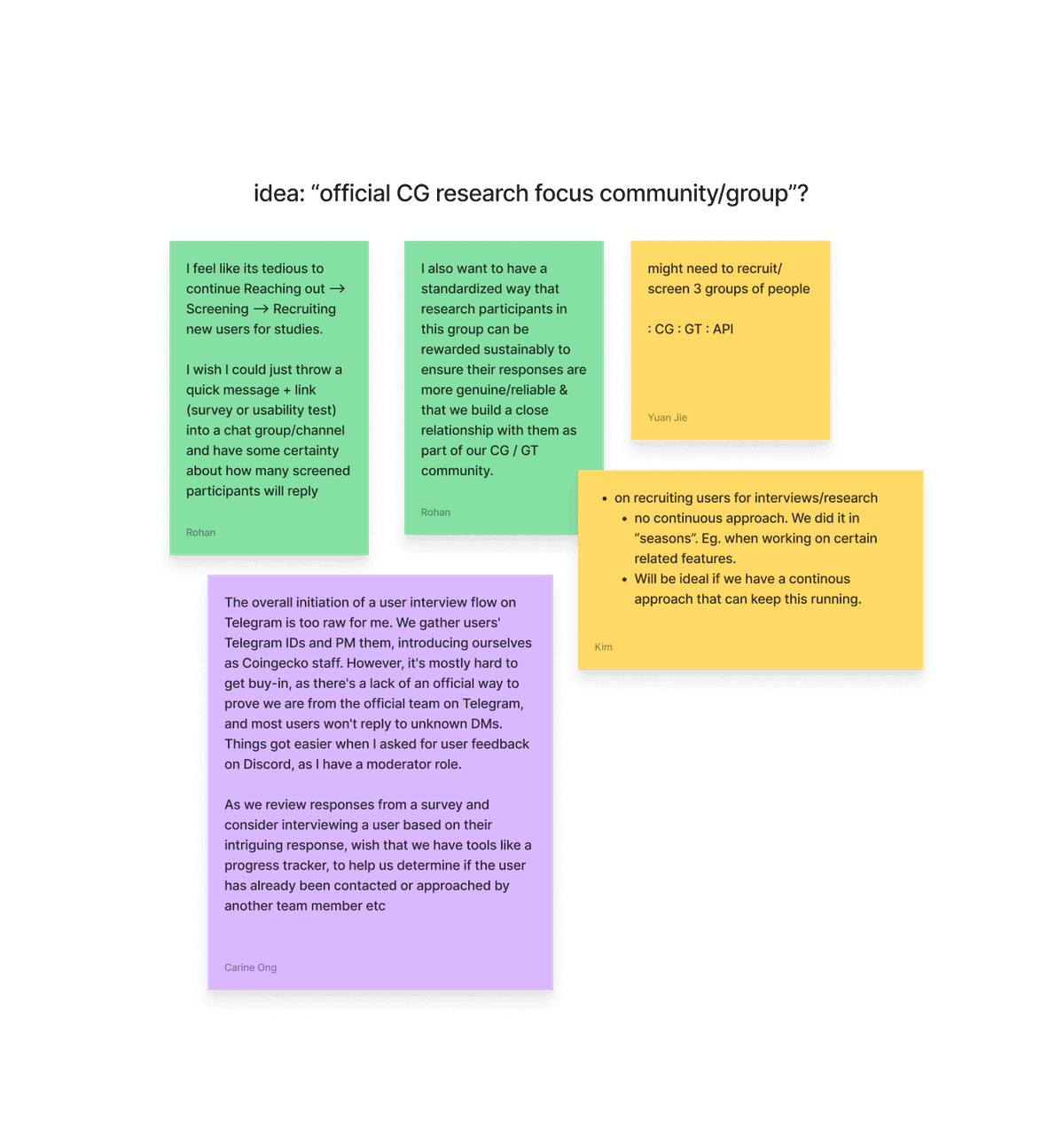 Sticky notes from forming the GLUE research community