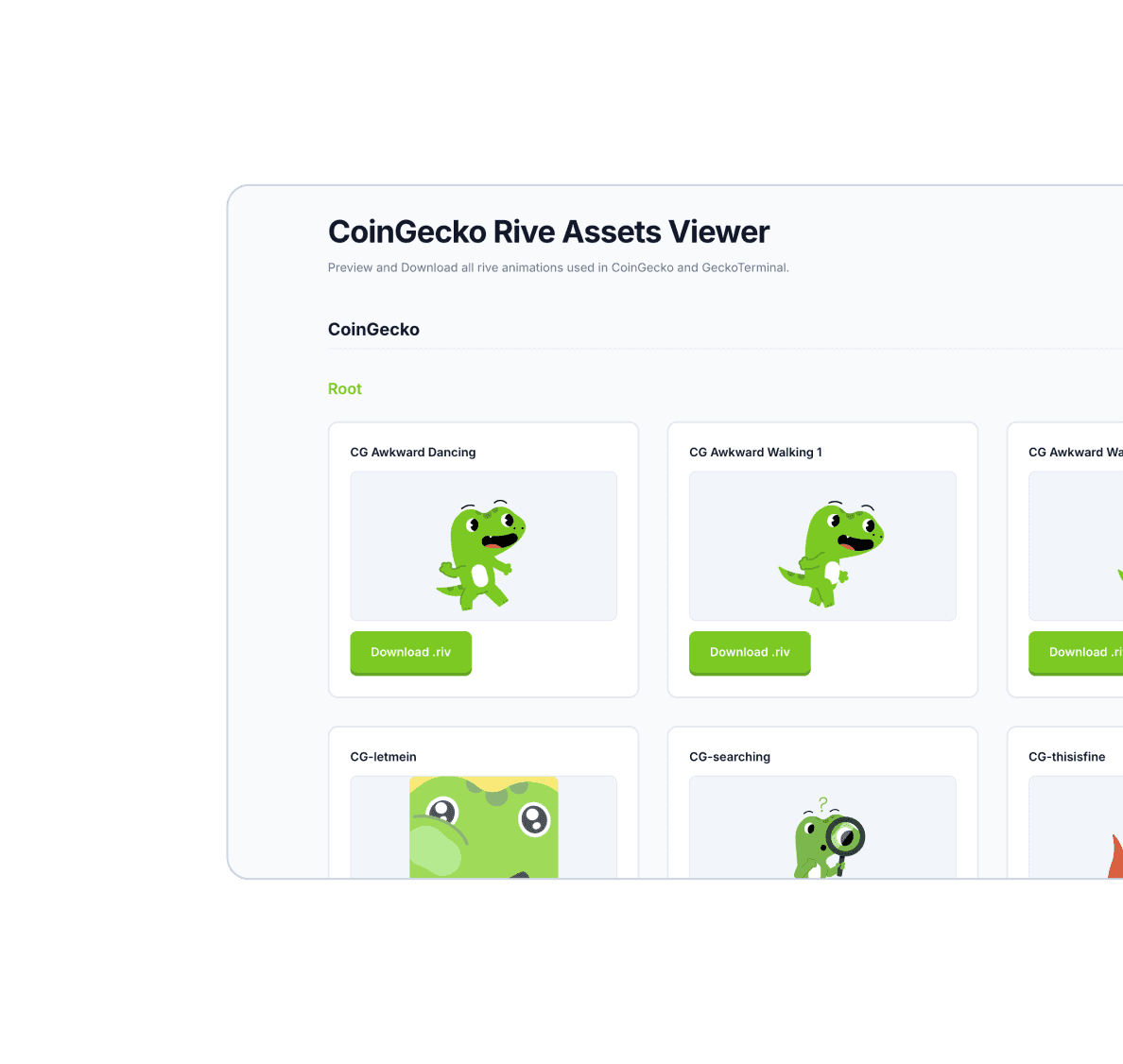 CoinGecko Rive assets viewer